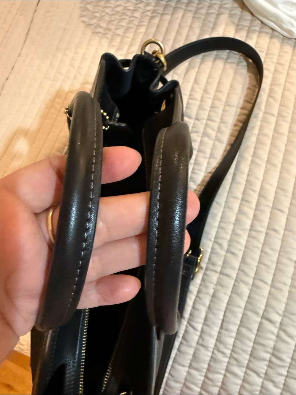 Coach Empire 40 Black Leather Satchel with Gold Hardware - Picture 7 of 10